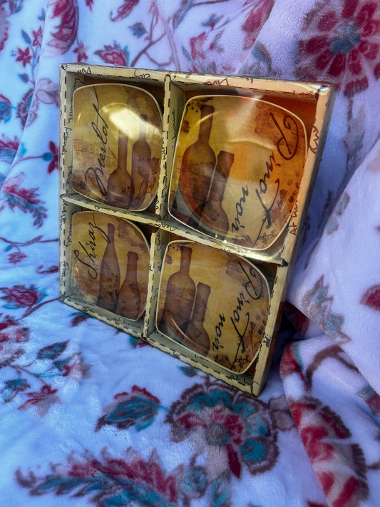 set of 4 small tea bag plates
