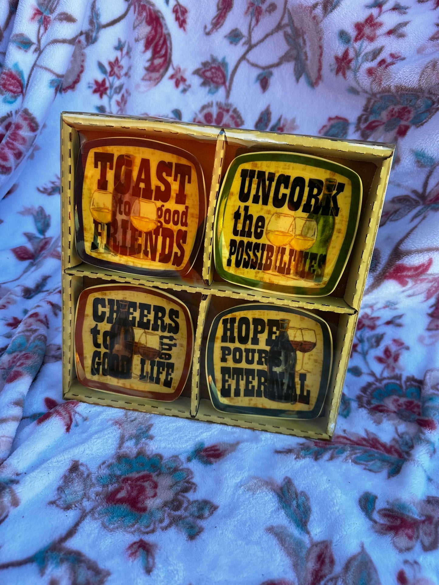 set of 4 small tea bag plates