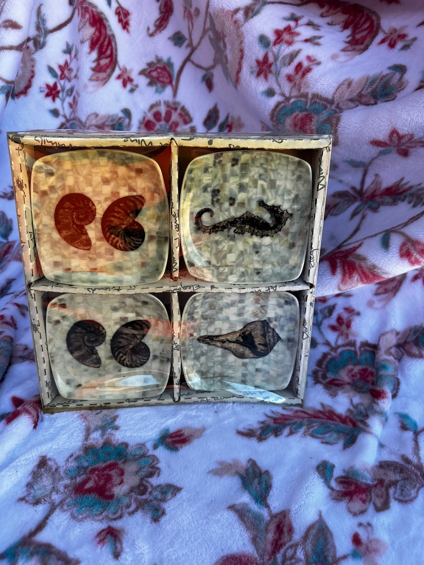 set of 4 small tea bag plates
