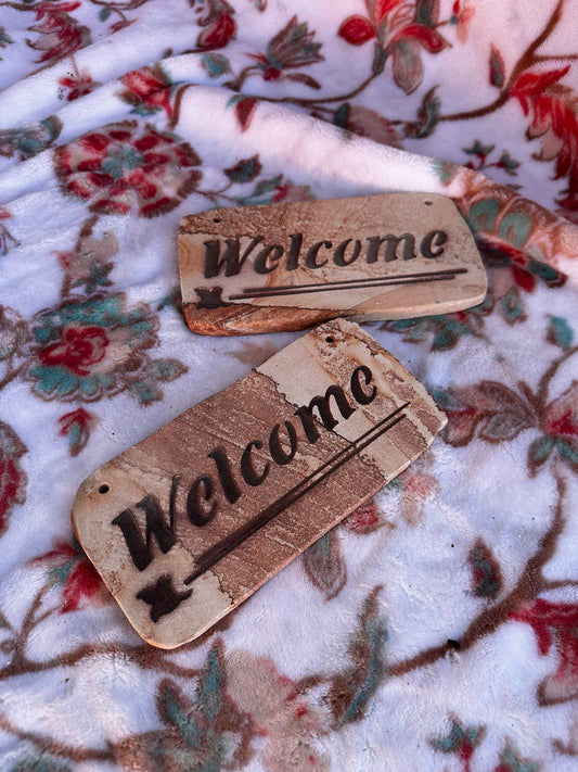sandstone welcome sign 1-piece